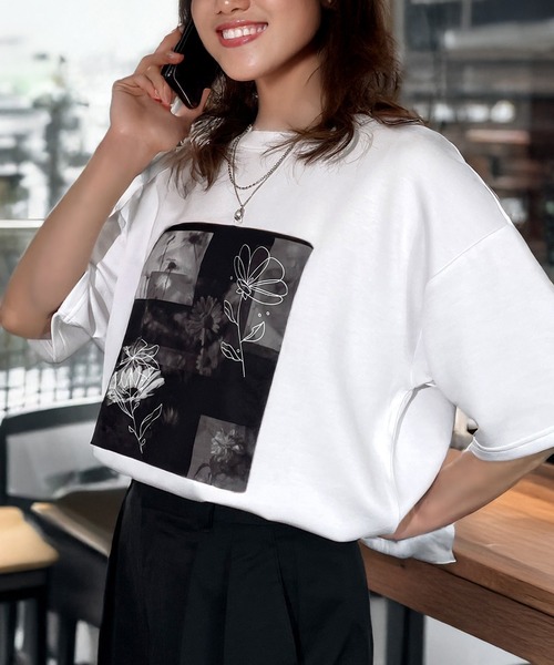 Candlestick tシャツ 肌ざわり美人 とろみ オーガンジープリント