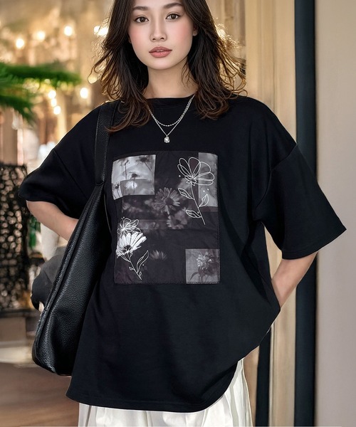 Candlestick tシャツ 肌ざわり美人 とろみ オーガンジープリント