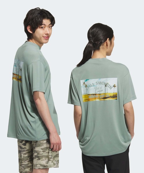 【ADIDAS GOLF】 Heatready Back Graphic Mock Neck Tee /追跡付 adidas ポロシャツ HEAT. RDY バックグラフィック モックネック