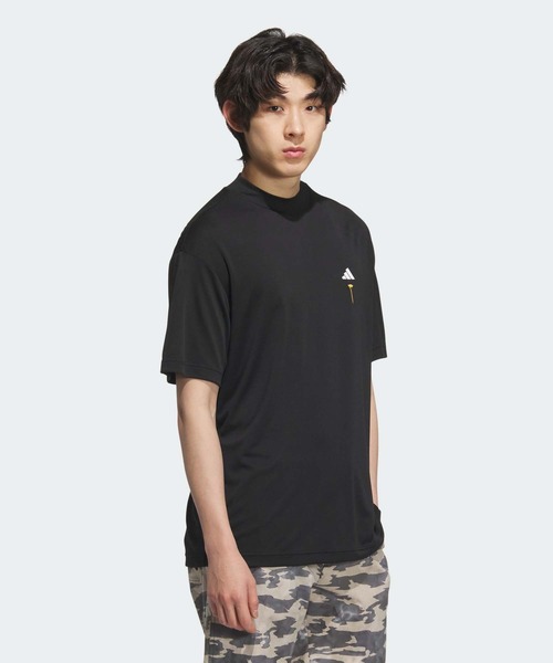 2025アディダス ゴルフウェア バックグラフィック モックネック 半袖 ADIDAS GOLF アディダスゴルフ BOSロゴ柄デボス モックネック