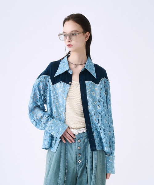 シャツ Western lace short shirt / ウエスタンシャツレース