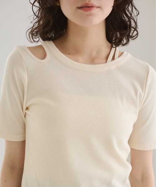 ANGIE tシャツ 半袖 アシンメトリー カットアウト トップス / 夏服