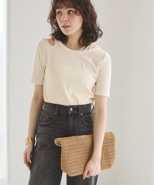 ANGIE tシャツ 半袖 アシンメトリー カットアウト トップス / 夏服