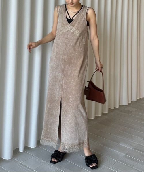 ワンピース AMERI MEDI DENIM LIKE LACE DOCKING DRESS Ameri（アメリ） ワンピース MEDI 2WAY DENIM LIKE LACE DOCKING DRESS