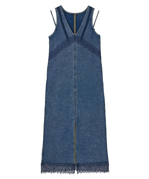 Ameri（アメリ） ワンピース 夏 MEDI 2WAY DENIM LIKE LACE DOCKING