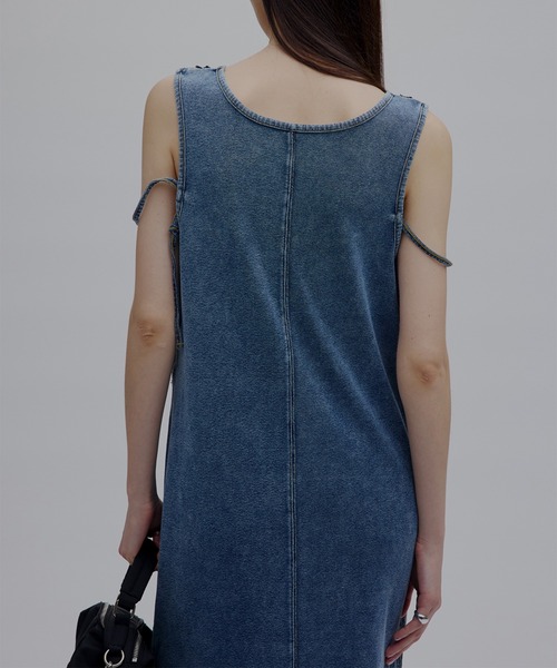 Ameri（アメリ） ワンピース MEDI 2WAY DENIM LIKE LACE DOCKING DRESS
