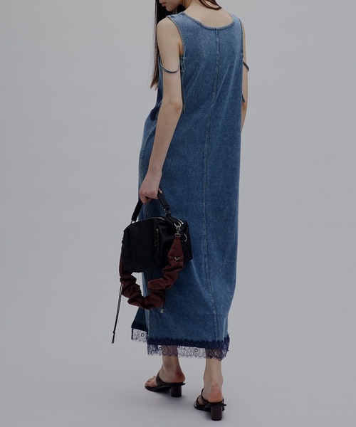 Ameri（アメリ） ワンピース 夏 MEDI 2WAY DENIM LIKE LACE DOCKING
