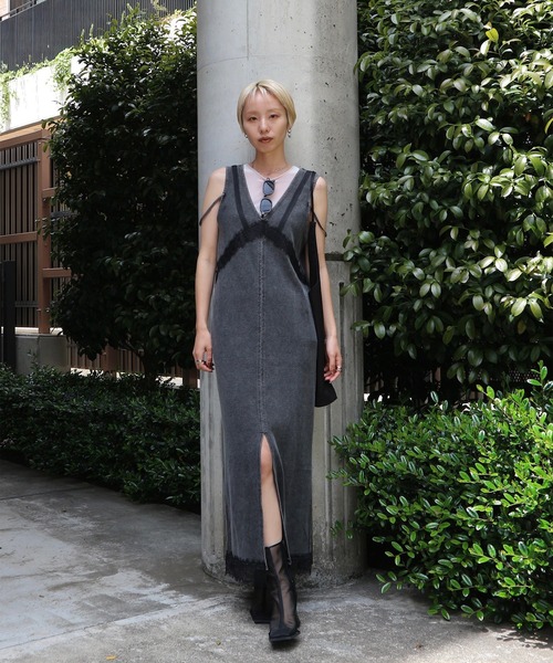 Ameri（アメリ） ワンピース MEDI 2WAY DENIM LIKE LACE DOCKING DRESS