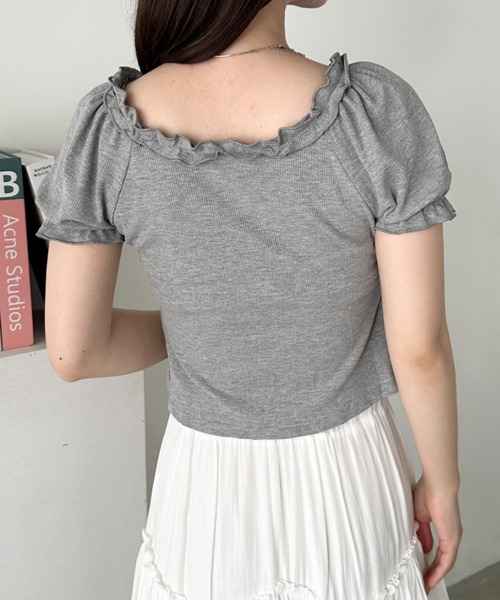 CLEA tシャツ レースアップフロントリボントップス レディース