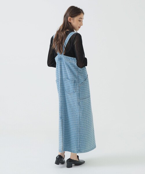 B：MING by BEAMS ジャンパースカート ジャカード デニム カーゴ