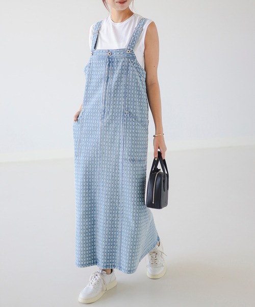 B：MING by BEAMS ジャンパースカート ジャカード デニム カーゴ