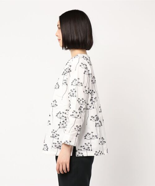 「Sunny clouds」 長袖ブラウス LARGE ホワイト×ブラック レディース Sunny clouds 「Sunny clouds」 長袖ブラウス LARGE ホワイト