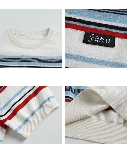 tシャツ マルチスボーダー 半袖ニットトップス FQ25S013「Fano Studios