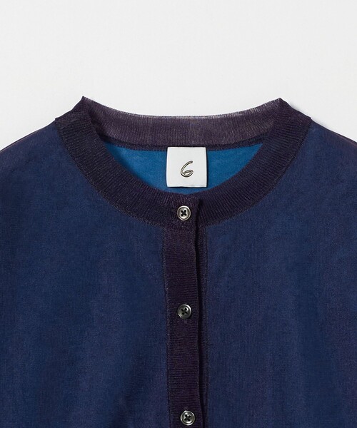 6 カーディガン 「6(ROKU)」カラーシアー ニット カーディガン