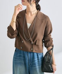 ジャケット テーラードジャケット 「季節の変わり目に/接触冷感」ショートニットジャケット レディース｜ZOZOTOWN Yahoo!店