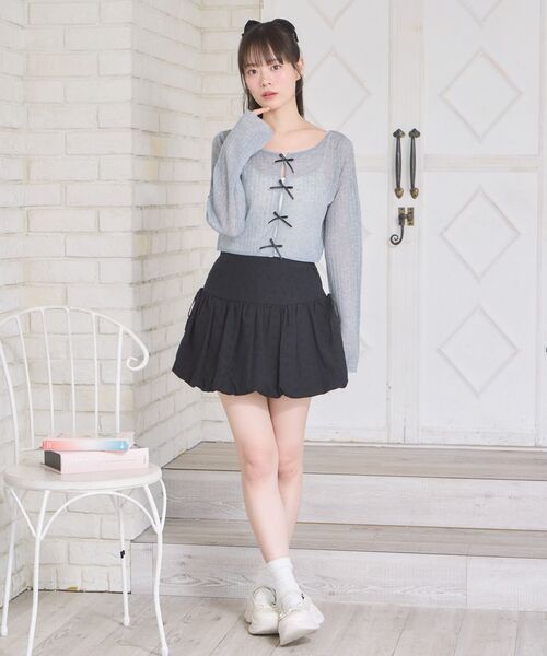 Emsexcite（エムズエキサイト） カーディガン リボン付きシアーNT