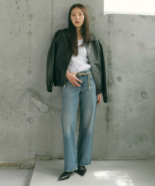 ブルゾン アウター Levi's/リーバイス PREMIUM BLACK FULLZIP SPORTS LEATHER JACKETの画像