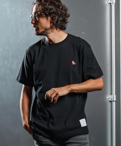 andwang Check Ribbon Docking Tee ブラック wjk reluxe tシャツ mt9881-heart balloon embroidery short sleeve