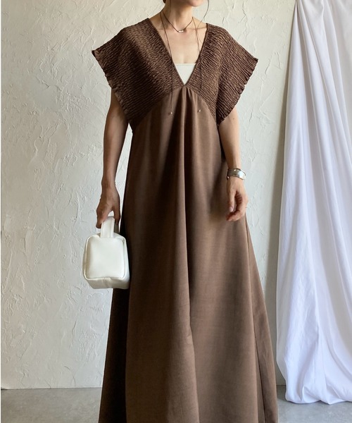 She's Closet ワンピース 深Vネックバックリボンフレンチ