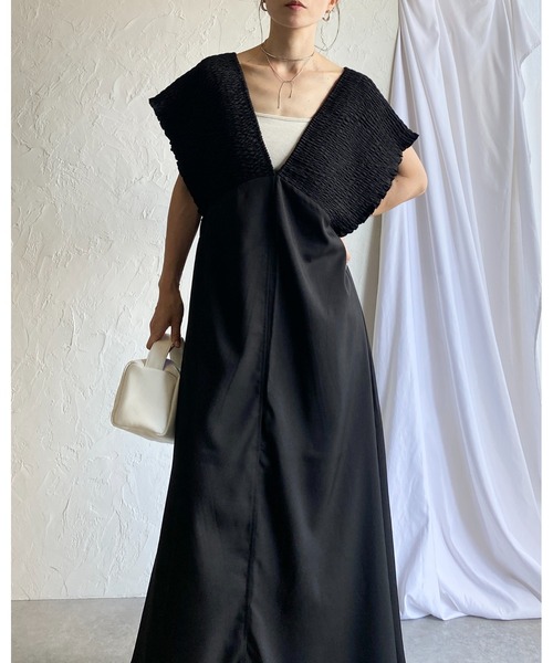 She's Closet ワンピース 深Vネックバックリボンフレンチ