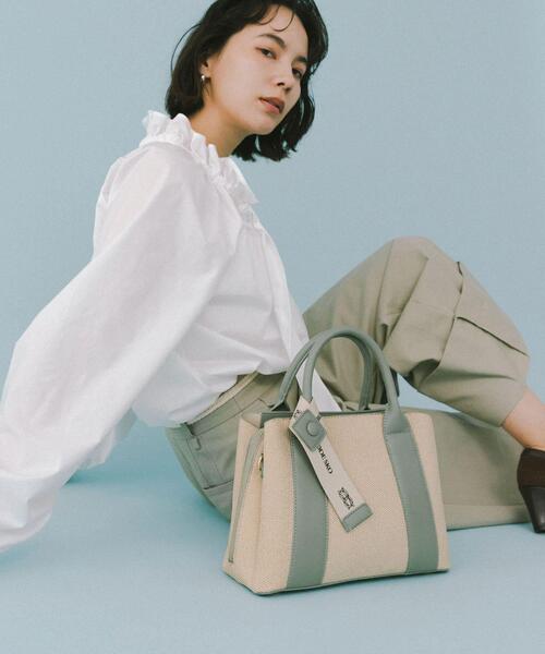 ハンドバッグ 「Mサイズ」ロゴリボン付2WAYハンドバッグの画像