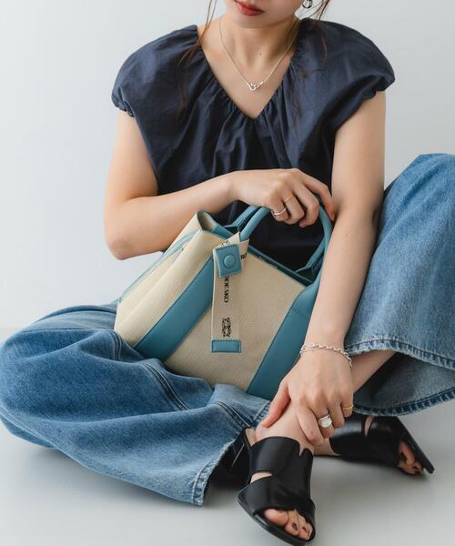 ハンドバッグ 「Mサイズ」ロゴリボン付2WAYハンドバッグの画像
