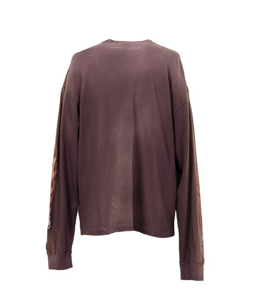 KAMIYA tシャツ Skull Flame” Distressed L/S T-shirt メンズ