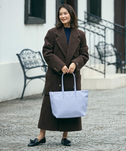 LACOSTE グレー ダブルブレスト チェスターコート FR 52 LACOSTE グレー ダブルブレスト チェスターコート FR 52