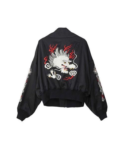y2k❤️00s HYSTERIC GLAMOUR ガール刺繍 ジップ ジャケット HYSTERIC GLAMOUR - VIXEN GIRL刺繍 ヴァーシティジャケット