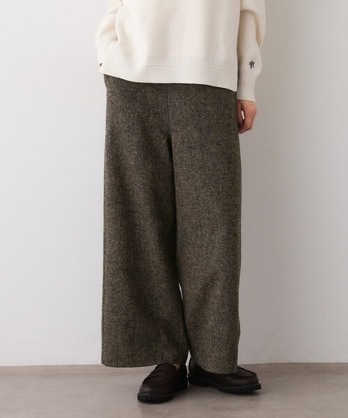 Dessin（デッサン） パンツ 「洗える/後ろゴム」ツイードワイドパンツ