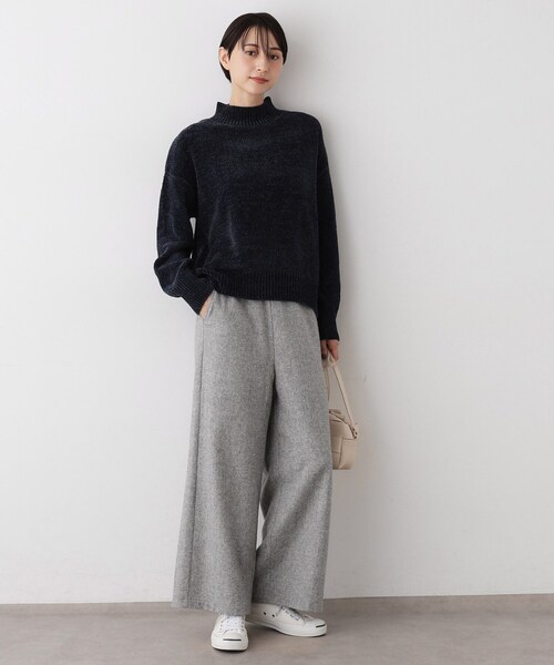 Dessin（デッサン） パンツ 「洗える/後ろゴム」ツイードワイドパンツ