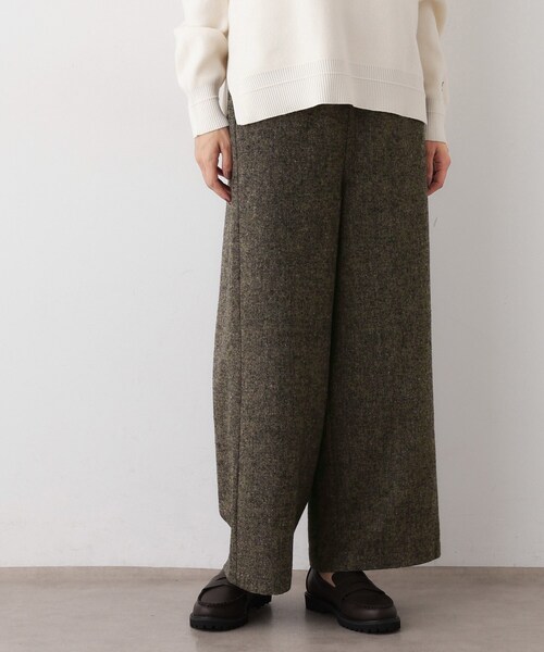 Dessin（デッサン） パンツ 「洗える/後ろゴム」ツイードワイドパンツ
