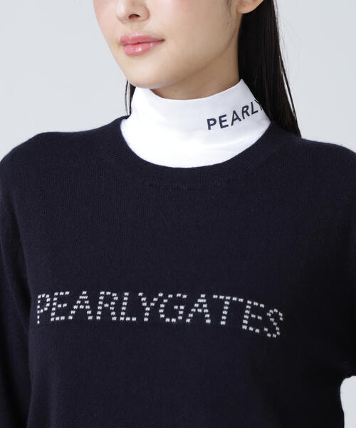 【極美品】PEARL GATES♡ニット/セーター♡L ゴルフ/スポーツ PEARLY GATES ロゴ入りセーター 黒