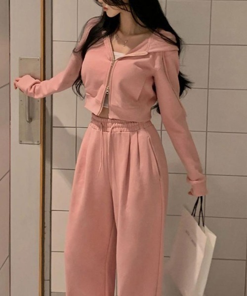 FAVORITO セットアップ ショートパーカーワイドパンツセットアップ