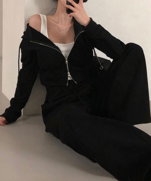 FAVORITO セットアップ ショートパーカーワイドパンツセットアップ