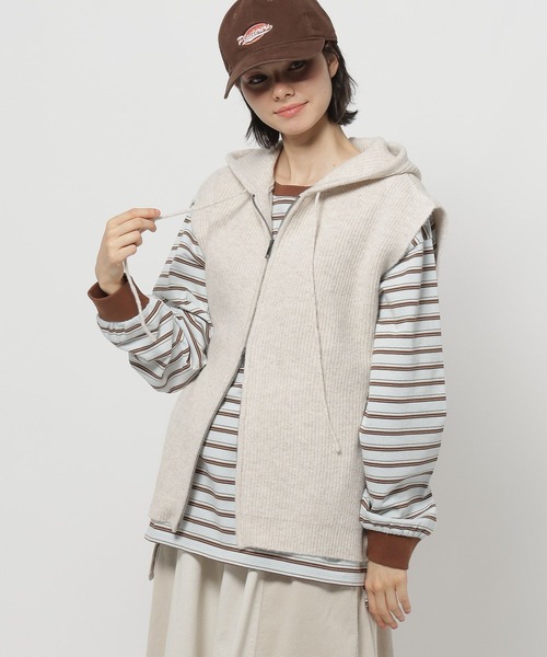 niko and…（ニコアンド） ニット セーター ZIPニットフーディベスト