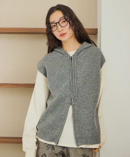 niko and…（ニコアンド） ニット セーター ZIPニットフーディベスト