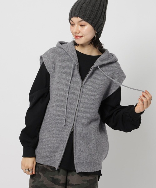 niko and…（ニコアンド） ニット セーター ZIPニットフーディベスト