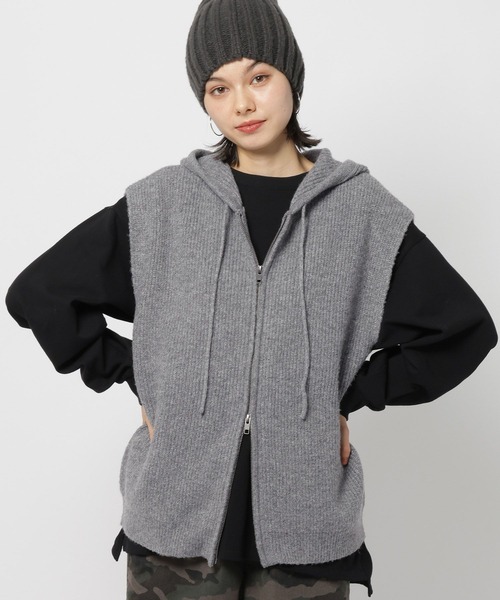 niko and…（ニコアンド） ニット セーター ZIPニットフーディベスト