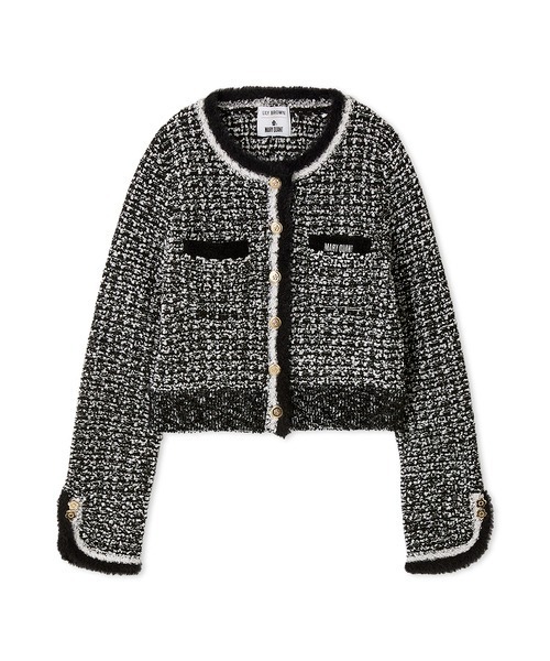 LILY BROWN×MARY QUANT ツイードニットジャケット　完売 LILY BROWN×MARY QUANT】ツイードニットジャケット（ノーカラー