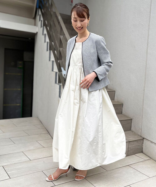 【美品】NOLLEYS ノーカラー　春 NOLLEY'S（ノーリーズ） ノーカラージャケット 38 グレー レディース