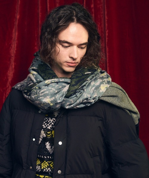 maison special マフラー チャコールグレー MAISON SPECIAL（メゾンスペシャル） マフラー 「UNISEX」Abstract