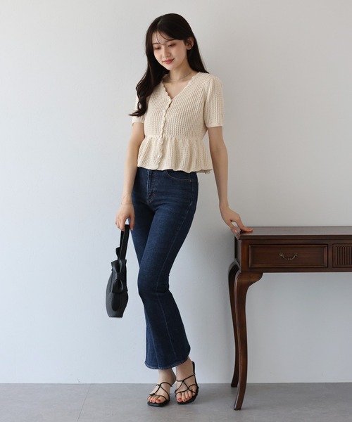 「BLUEEAST」 半袖ニット MEDIUM ブラック レディース_画像2