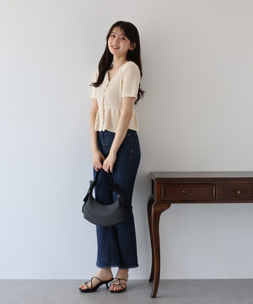 「BLUEEAST」 半袖ニット MEDIUM ブラック レディース_画像3