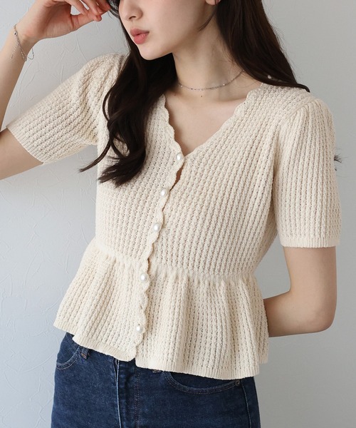 「BLUEEAST」 半袖ニット MEDIUM ブラック レディース_画像4