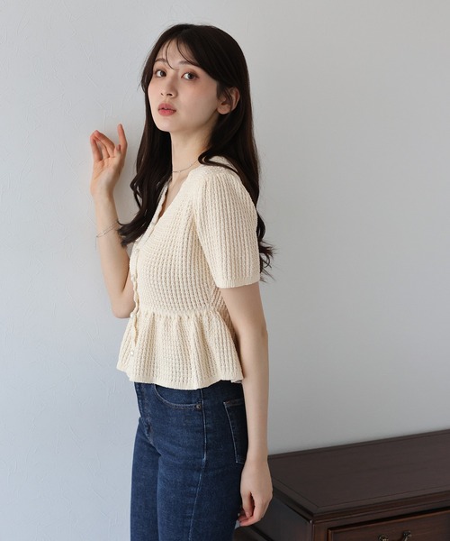 「BLUEEAST」 半袖ニット MEDIUM ブラック レディース_画像5