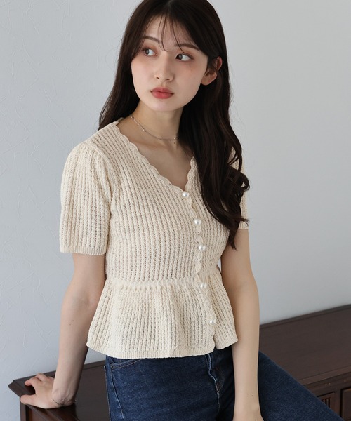 「BLUEEAST」 半袖ニット MEDIUM ブラック レディース_画像8