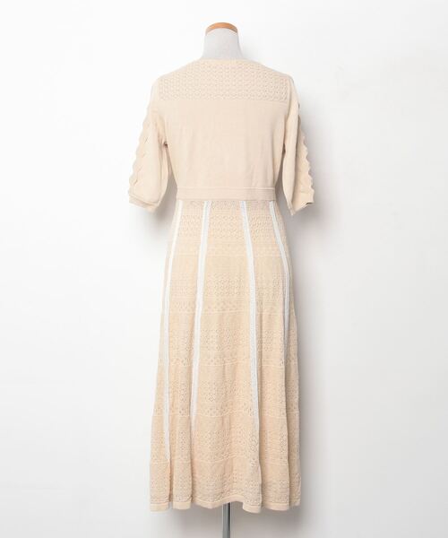 「Her lip to」 レースニットワンピース M ベージュ レディース_画像2