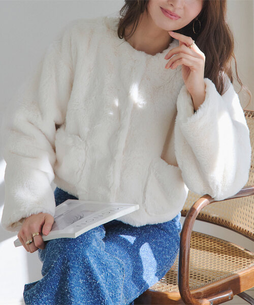 KOBE LETTUCE（神戸レタス） ノーカラーコート コート ボリューミー