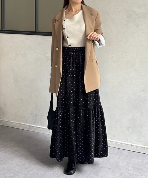 Thevon（ゼヴォン） スカート ドットベロアティアードスカート